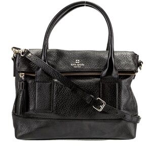 Kate Spade Black Pebble Leather Multiway Satchel & Crossbody Bag (VGUC)
